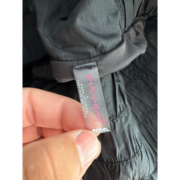 Free People FP Movement Black The Way Home Nylon Lined High Waist Shorts Size L - Picture 2 of 3